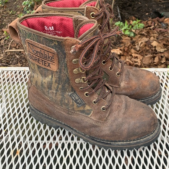 Northlake Boots Men 8.5 M Brown Leather Gore Tex Thinsulate Camo Hunting Work main image 5